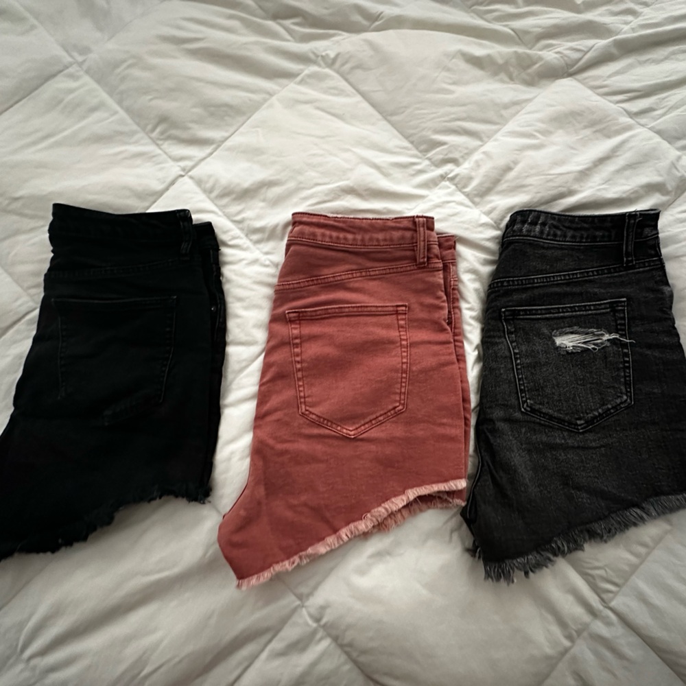3 Pairs of Free People Curvy Denim Shorts